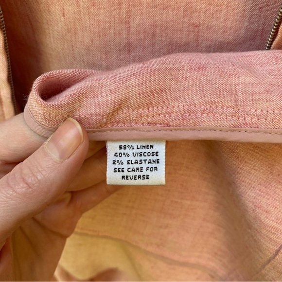 St. John Sport Linen zip-up hooded light pink textured woven knit trim Jacket S - Picture 2 of 8